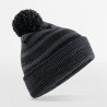 Czapka zimowa z pomponem Team Stripe Beanie - B476:Graphite Grey, 52% poliester / 47% akryl / 1% elastan, czarny, One Size